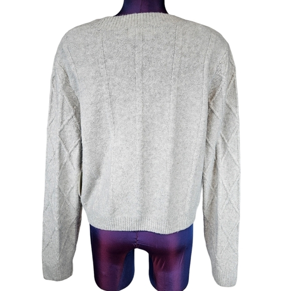 NWT Hazel‎ Moon Heather Gray Argyle Button Front Cardigan Sweater Size Medium R2 - Picture 4 of 9